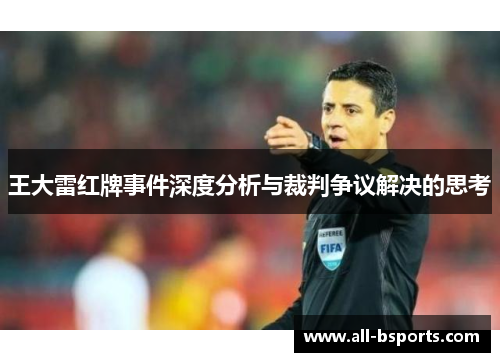 王大雷红牌事件深度分析与裁判争议解决的思考 王大雷红牌事件深度分析与裁判争议解决的思考