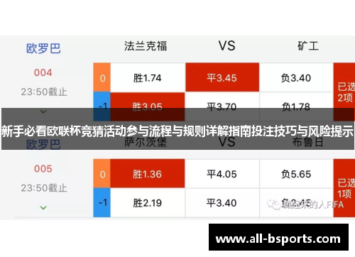 新手必看欧联杯竞猜活动参与流程与规则详解指南投注技巧与风险提示